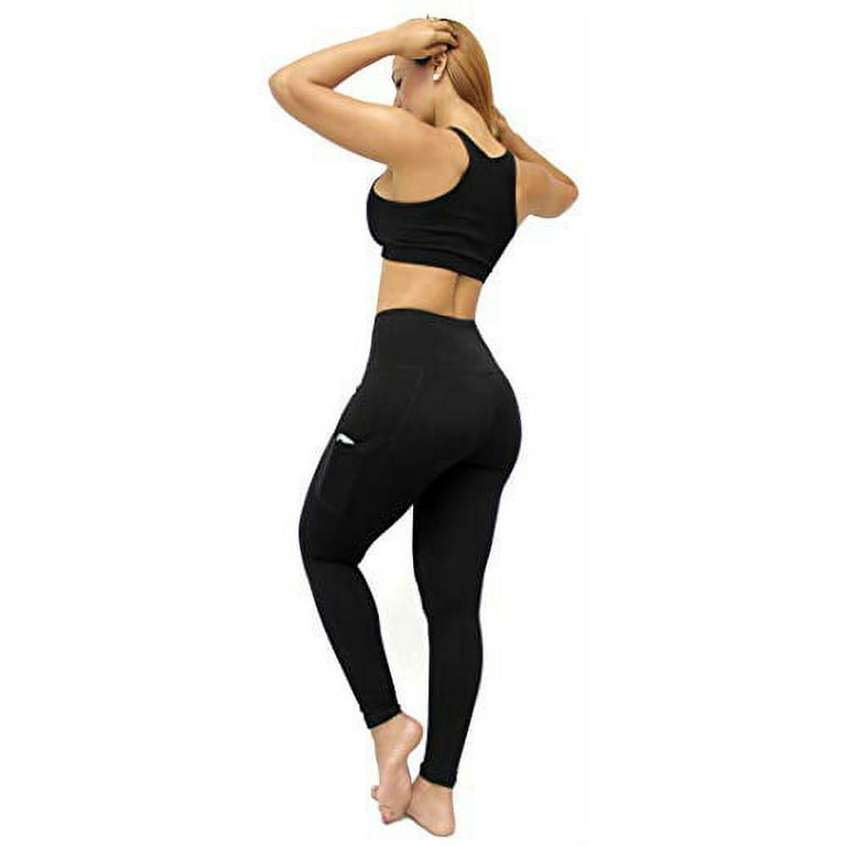 Leggings with Pockets Lush Moda Leggings for Women with Pockets Extra High  Waist Slimming Design, Extra Soft, Black, Fits Medium to X-Large 