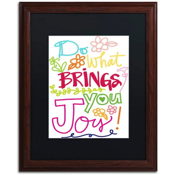 Trademark Fine Art "Find Joy" Canvas Art by Elizabeth Caldwell, Black Matte, Wood Frame