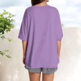 thumbnail image 4 of Cqxid525 Short Sleeve Tops For Women Summer Tops For Women Short Sleeve Crewneck Oversized T Shirts Trendy Solid/Flower Printed Beach Vacation Clothes Purple Xl, 4 of 6