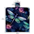 thumbnail image 2 of Dragonfly Outdoor Canvas Picnic Blanket Waterproof and Foldable Mat with Carry Strap - Large Size for Family and Friends - Durable and Easy to Clean - Blue and White Stripes Design, 2 of 6