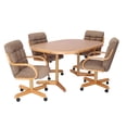 thumbnail image 6 of Caster Chair Company 5-Piece 42x[42/60] Caster Dining Set Wood Edge Laminate Table Top & Caramel Chairs, 6 of 23