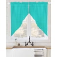 thumbnail image 2 of Turquoise Swag Valances for Windows, Modern Pure Turquoise Rod Pocket Sheer Valances for Large Windows, Swag Toppers Light Filtering for Kitchen Living Room 2 Panels 36''x63'', 2 of 6