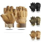 Xfvqtps Mens Motorcycle Fingerless Gloves Hook Adjustable Thickened Hard Knuckle Protection Outdoor Hiking Training Shooting Road Cycling Gloves Green