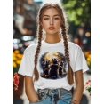 thumbnail image 5 of Women's T-Shirt Raccoon Moon Short Sleeve Casual Tee Classic Crew Neck T Shirt for Women White, L, 5 of 7