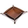thumbnail image 1 of Uxcell 2pcs Bandeja Valet de Cuero PU Unisex Plegable Pequeña Bandeja de Captura Portátil Bandeja de Mesa de Entrada Bandeja de Mesita de Noche Escritorio Color Marrón Plateado, 1 of 6