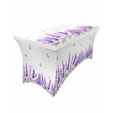 

Spring Watercolor Lavender Butterfly Elastic Table Skirt Wedding Birthday Table ration Table Skirt Tablecloth for Party