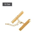 thumbnail image 3 of Unique Bargains 10Set Ribbon Crimp Clamp Ends Lobster Claw Clasps & Chain 40mm Light Golden for DIY, 3 of 7