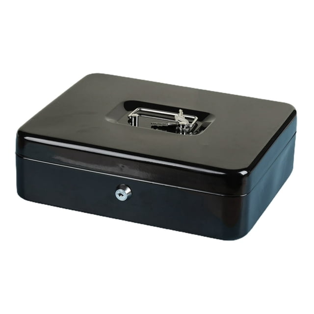 Dsseng Metal Money Box with Lock And 2 Keys Fireproof Cash Safe Box Anti-theft Shockproof Secure Multi Compartments Storage Valueable Things Deposit Tin