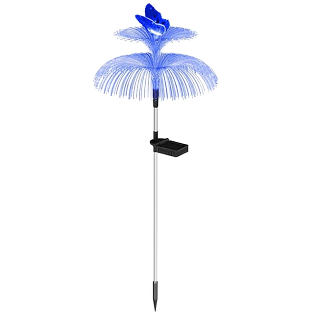 Decorativa Mariposa Solar Medusa Fibra Óptica RGB Doble Capa Útil para Jardín Al Aire Libre