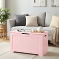 thumbnail image 3 of SuperDeal 30-Inch Lift Top Storage Chest Wooden Home Organizer Bench with Safety Hinged Lid Large MDF Toy Box Entryway Bedroom Living Room, Pink, 3 of 13