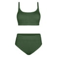 thumbnail image 6 of Tankini Swimsuits for Women 2Pcs Swimwear Set U Neck High Waist Bikini Tankini Textured Adjustable Strap Beach Pool Swimsuit for Summer Army Green M, 6 of 6