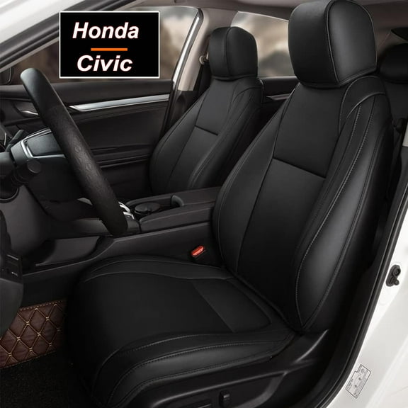AOMSAZTO Custom Fit Seat Covers for Honda Civic Sedan EX-L,EX-T,EX,Touring,LX-P,Sport 2016 2017 2018 2019 2020 2021-Waterproof Faux Leather Car Seat Covers (Black,5 Seats)