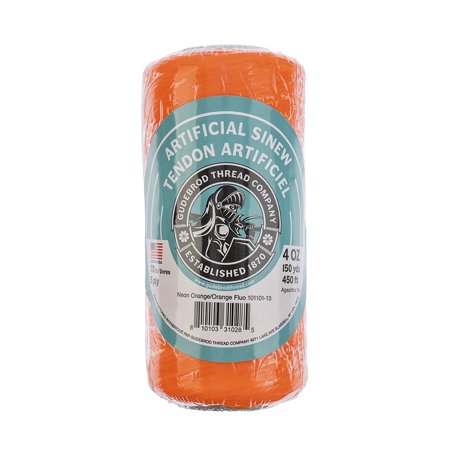 UPC: 0810103310285 | Gudebrod Sinew 150yds (450 ft) Neon Orange Artificial Sinew Thread  4oz 70lb