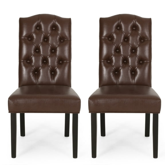 Noble House Motson Indoor Fabric Dining Chairs, Set of 2, Dark Brown