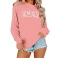 thumbnail image 2 of Wang6 Womens Graphic Sweatshirts Mama Letter Printed Long Sleeve Hoodless Pullovers Causal Fall Pink Crew Neck Tops Loose Fit Tshirts Pink XL, 2 of 4