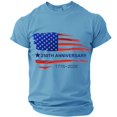 thumbnail image 2 of Hogleaql Usa Flag Tee Shirt for Men 4th Of July Crew Neck American Flag Short Sleeve Tops Patriotic Casual Independence Day Themed Loose Pullover Light Blue 3XL, 2 of 5