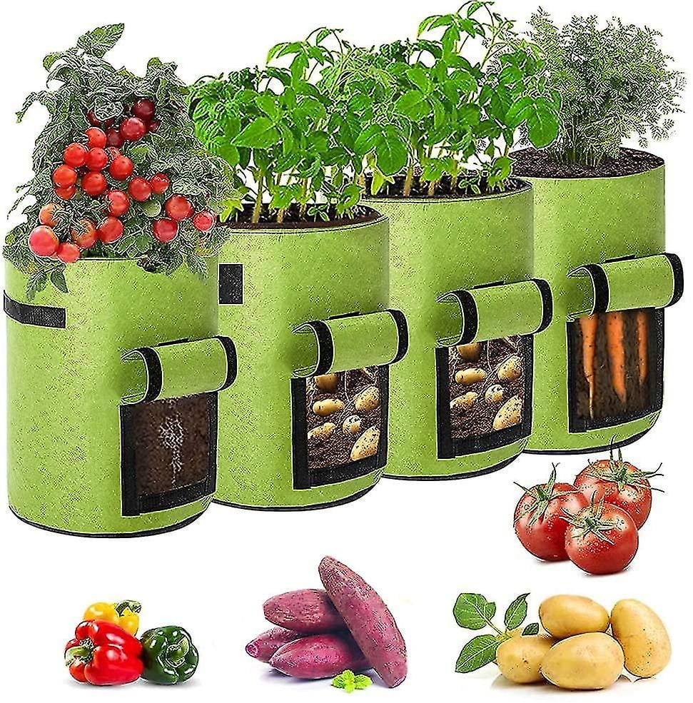 Relaxdays Bolsas De Cultivo Para Patatas En Set De 3, Con Ventana Lateral,  2 Asas, Plástico, 44 X 33 Cm, Verde Oscuro, image size:971x985
