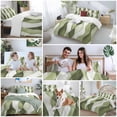 thumbnail image 5 of 3 Piece Sage Green Stripes Duvet Cover Set Queen Size, Microfiber Comforter/Quilt Cover with Corner Ties and 2 Pillowcases, Retro Farmhouse Abstract Ripple All Season Soft Bedding with Zipper Closure, 5 of 8