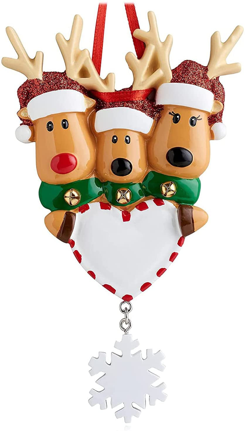 NEW REINDEER Family of 3 or  5 Personalized Christmas Ornament POLAR X 