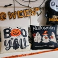 thumbnail image 3 of Ghost Halloween Decor-Throw Pillow Covers 18x18in Set of 4,Spooky Gothic Linen Pillow Case for Couch Fall Christmas Holiday Outdoor Burnt Orange Black White Decorations, 3 of 5