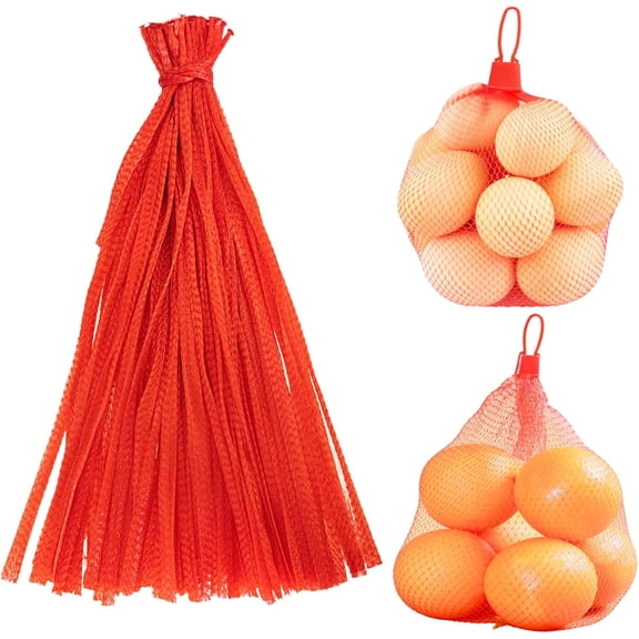 Reusable Produce Mesh Bags, 24 Inch Seafood Boil Bags for Crab Clam Shellfish Crawfish Cooking, Onion Potato Storage Eco-friendly Fruit Vegetable Produce Packaging Supplies Net (100Pcs-Red)