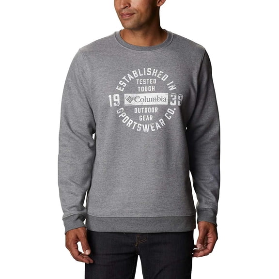 Columbia Mens Hart Mountain Graphic Crew, Soft Pullover Charcoal Heather Tough Medium