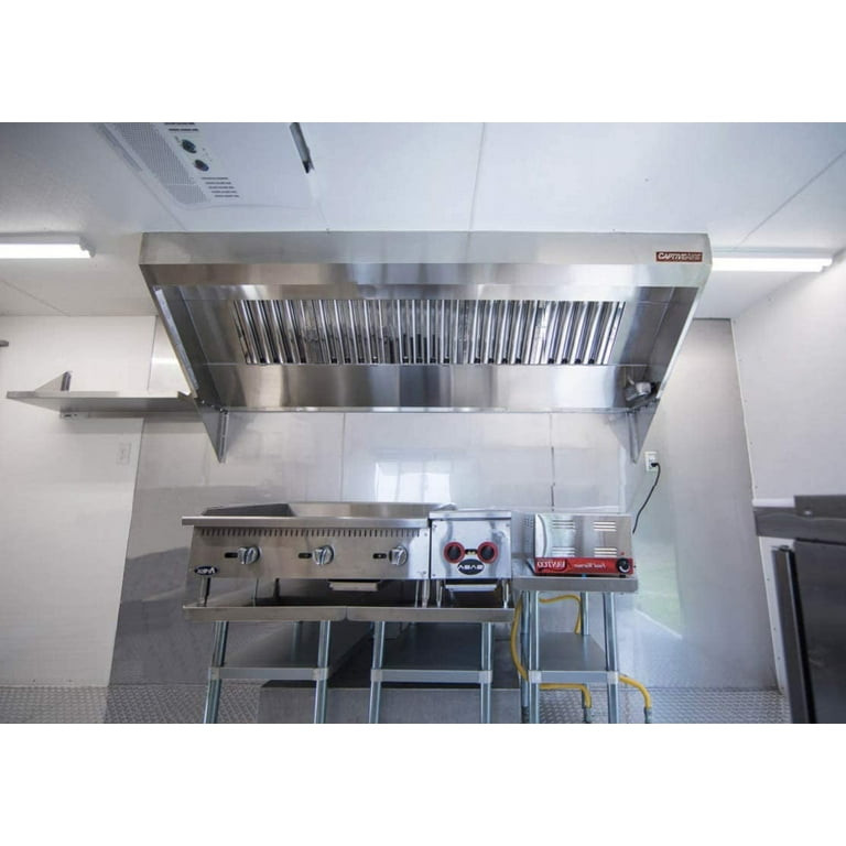 Captive Aire Food Truck Low Profile Exhaust Hood System Includes A Stainless Steel Exhaust Hood An Exhaust Fan An Adjustable Duct Section and
