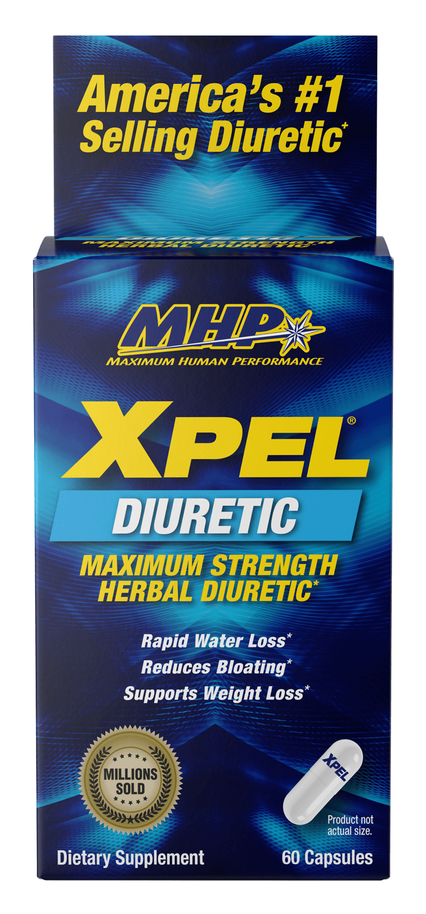 MHP Xpel Maximum Strength Herbal Diuretic (Dietary Supplement), 60 Capsules