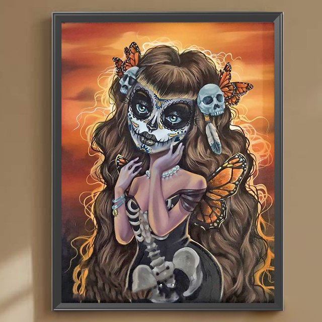 Cuadros Decorativos 5D bricolaje taladro redondo completo diamante pintura dibujos animados chica Kit decoración del hogar (ZQ306) Wdftyju de costura negro 4 estilos