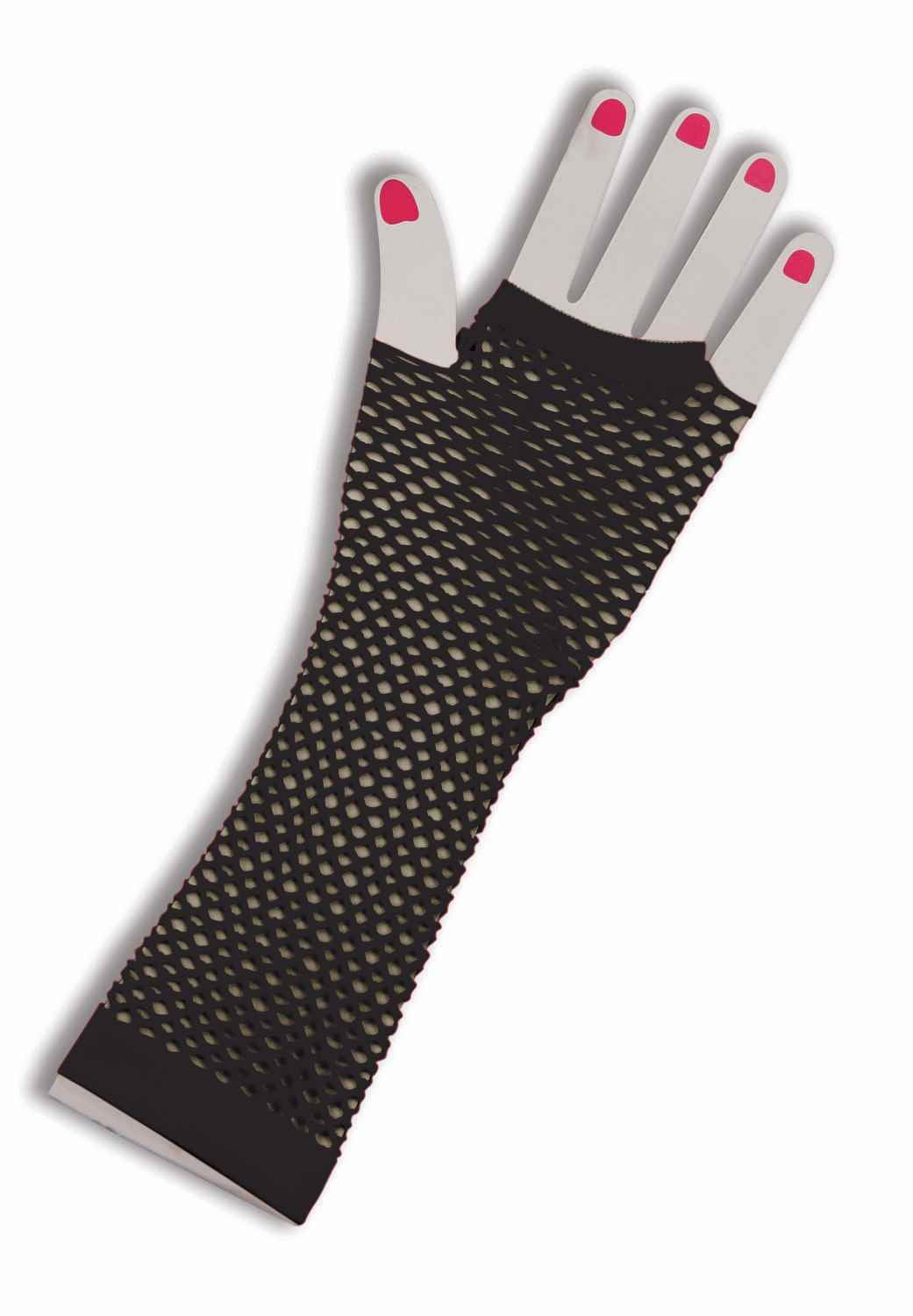 black fingerless fishnet gloves