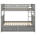 thumbnail image 5 of EEuroco Pine Wood Convertible Twin over Twin Bunk Bed with Storage 2 Drawers, Gray, 5 of 13