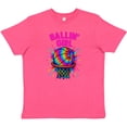 thumbnail image 3 of Inktastic Ballin' Girl Basketball Rainbow Splash Youth T-Shirt, 3 of 5