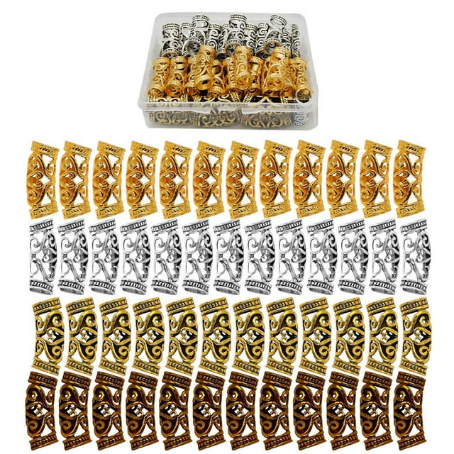 Anneaux de Bijoux de Cheveux Mode 48PCS Dreadlocks Perles Accessoires de Bague de Cheveux