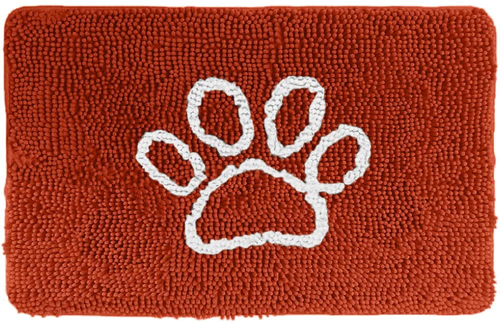 Gorilla Grip Soft and Absorbent Indoor Chenille Doormat Black White Durable Backing Rug Door Mat for Front Entry Traps Water and Moisture 24x17 Washable for Muddy Dog Paws and Shoes 