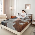 thumbnail image 4 of Homewish Farmhouse Cow Print 4pcs Bed Sheets for Children Teens Adults,Retro Vintage King Sheets,Brown White Super Cozy Sheet Set,Luxury Bedroom Decor, 4 of 7