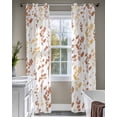 thumbnail image 4 of Orange Botanical Sheer Curtains 84 Inch Length 2 Panels Set for Living Room/Bedroom, Watercolor Spring Floral Summer Leaf Kitchen Curtains Grommet Semi-Sheer Curtains Window Treatments 42"x84"x2, 4 of 7