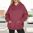 thumbnail image 3 of Women's Oversized Hoodies,Womens Solid Color Long Sleeve Fleece Pullover Hoody with Large Kangaroo Pocket,Fall Winter Warm Hooded Sweatshirt Tops Outdoor Sweaters Comfort Sweatshirtss Size S-XXL, 3 of 5