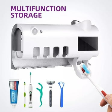 CAMOTUSE Automatic UV Light Sterilizer for Toothbrush Holder with Integrated Toothpaste Dispenser - Keep Your Counter Clutter-Free