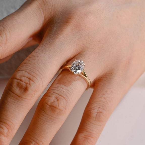 2Ct Oval Cut Lab Created Diamond Engagement Ring 14K Yellow Gold Plated