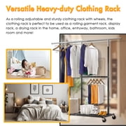 Also Go Heavy Duty Clothes Rack, 410 LBS Clothing Rack with Wheels Rolling, Clothes Racks for Hanging Clothes Adjustable, Portable Garment Rack Heavy Duty, Black
