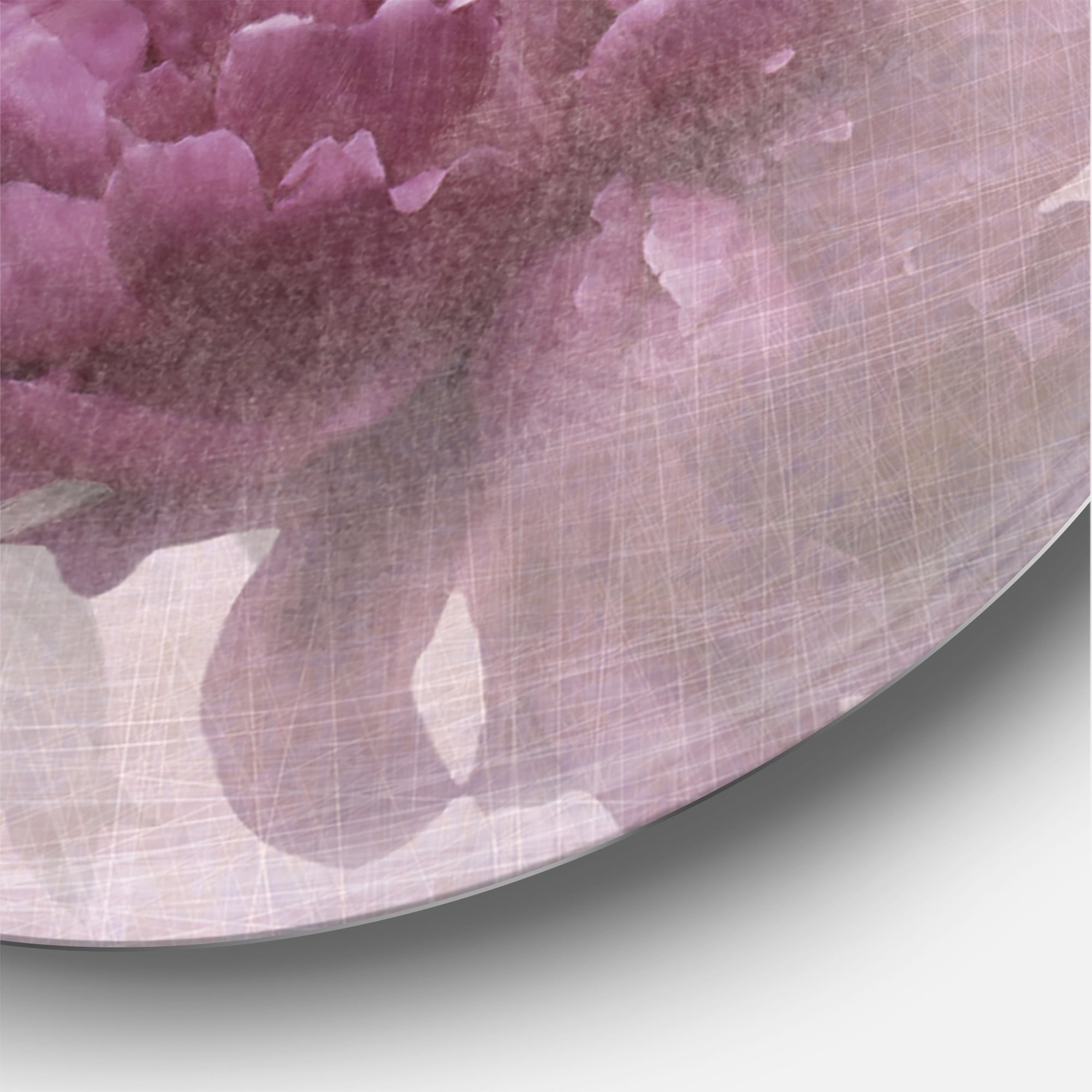 Designart 'Ancient Pink and Purple Flowers II' Traditional Circle Metal Wall Art 23x23 - Disc of 23