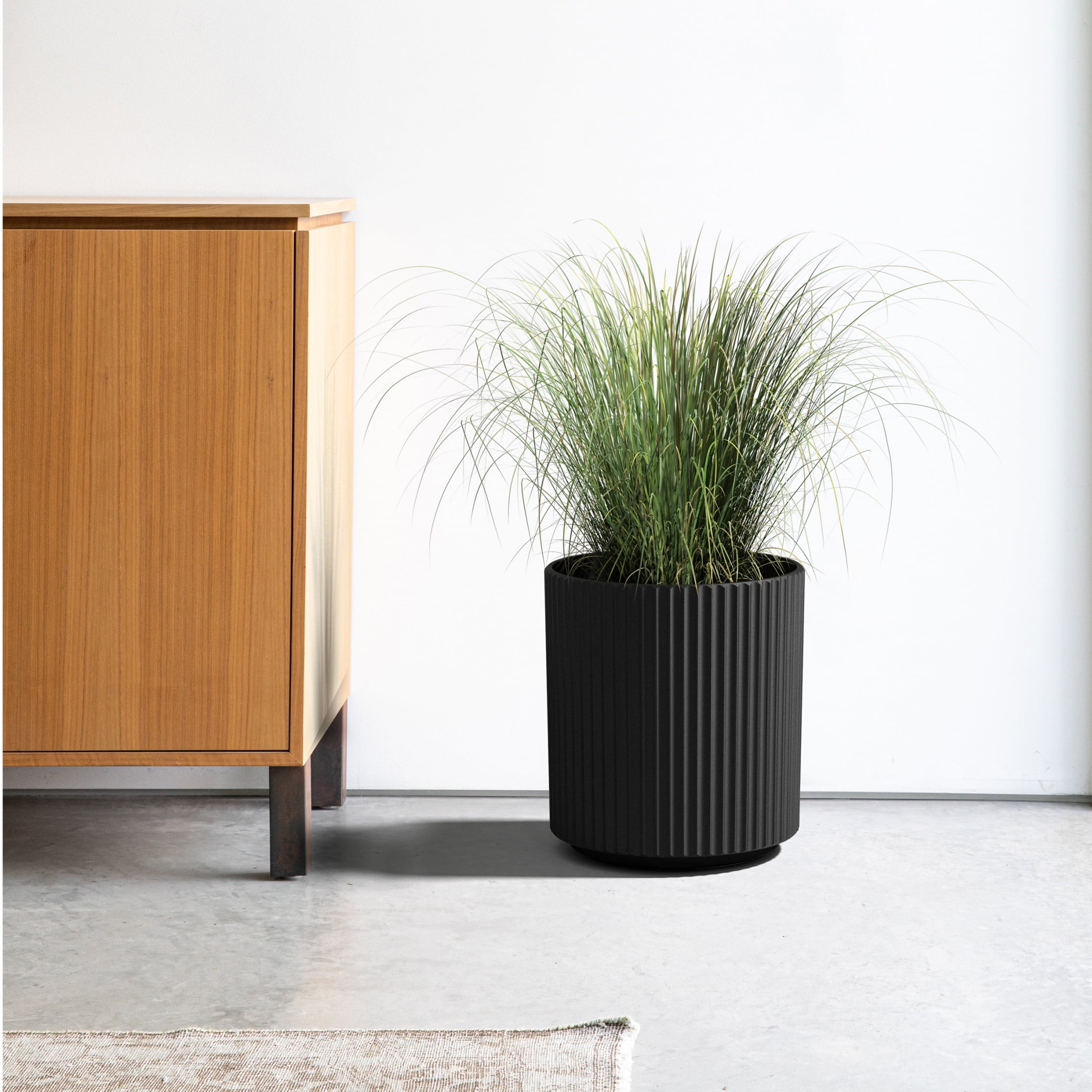 Veradek Demi Series  16" Plastic-Stone Planter - Black