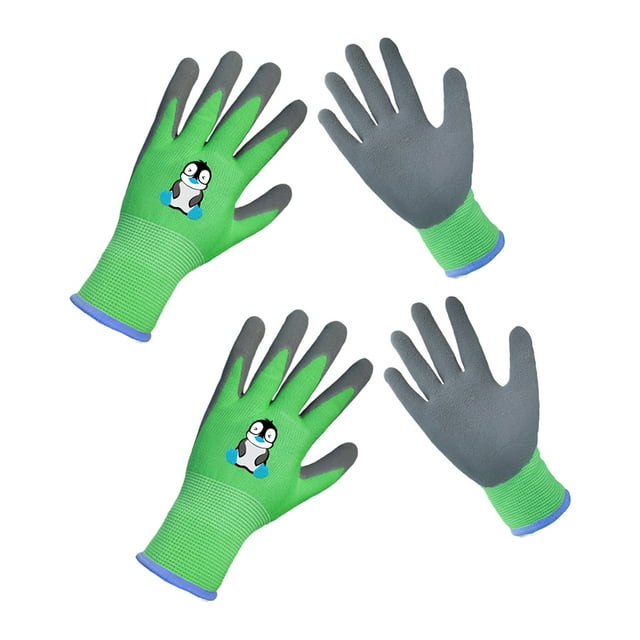 2 Pairs Kids Gardening Gloves, Kids Garden Work Cartoon Pattern Gloves, Riding Protective Gloves