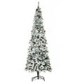 thumbnail image 1 of HOMCOM 7.5 Ft Snow Flocked Pencil Artificial Christmas Tree, Auto Open, 1 of 9