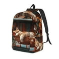 thumbnail image 1 of Disketp Cat Asleep Among Flowers print Canvas Backpack Lightweight Travel Daypack Student Rucksack Laptop Backpack-Medium, 1 of 5