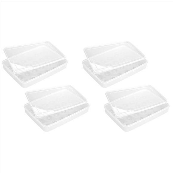Huevos Rellenos Perfectos con Facilidad, 4 Recipientes Transparentes para Huevos con Tapa para 96 Huevos, FáCil de Transportar, Transportador Apto para Lavavajillas, Apilable