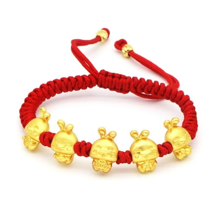 

Sardfxul Lucky Red Rope Bracelet Birthday Gold Plated Rabbit Pendant Hand Knot Bracelet
