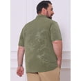 thumbnail image 3 of DARING DIVA Men's Big Tall Leaf Printed Short Sleeve Casual Polo Shirts 4XL Olive Green, 3 of 7