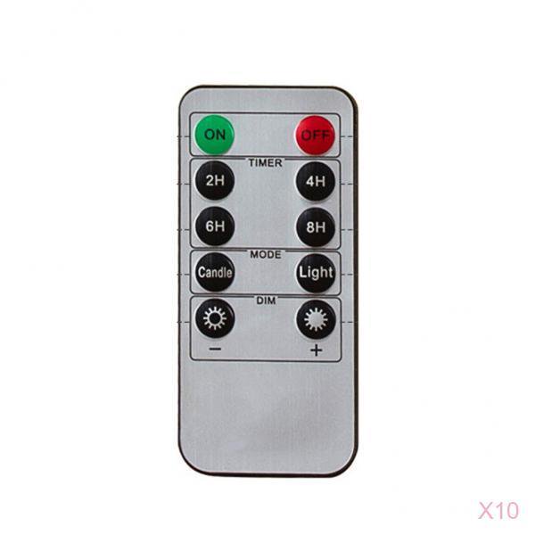 10pcs 10 Teclas De Control Remoto Con Temporizador LED Vela Parpadeante Oscilante Sin Llama