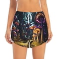 thumbnail image 4 of Lsque Purple Glowing Mushroom Printed Women's Running Shorts with Liner Pockets,Elastic Quick Dry Workout Athletic Gym Yoga Shorts,Womens High Waist Shorts-Medium, 4 of 9